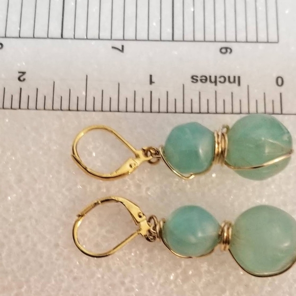 Beautiful Frosted beaded Wire wrapped Earrings - Picture 3 of 4